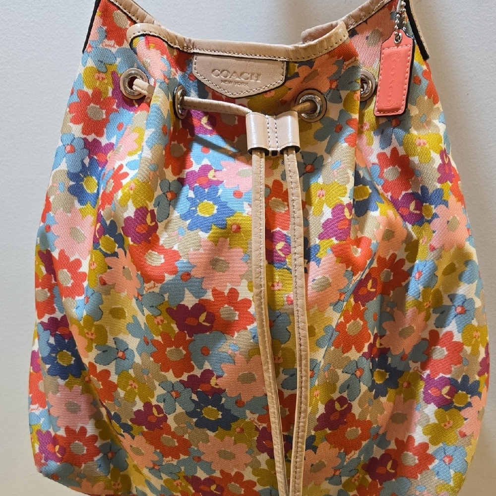 Coach - Multi-Color Floral Drawstring Bag